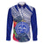 Personalised Samoana High School Family Matching Off Shoulder Maxi Dress and Hawaiian Shirt American Samoa Schools Polynesian Tropical Flowers LT14 Dad's Shirt - Long Sleeve Blue - Polynesian Pride
