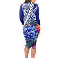Personalised Samoana High School Long Sleeve Bodycon Dress American Samoa Schools Polynesian Tropical Flowers LT14 - Polynesian Pride