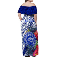 Personalised Samoana High School Off Shoulder Maxi Dress American Samoa Schools Polynesian Tropical Flowers LT14 - Polynesian Pride