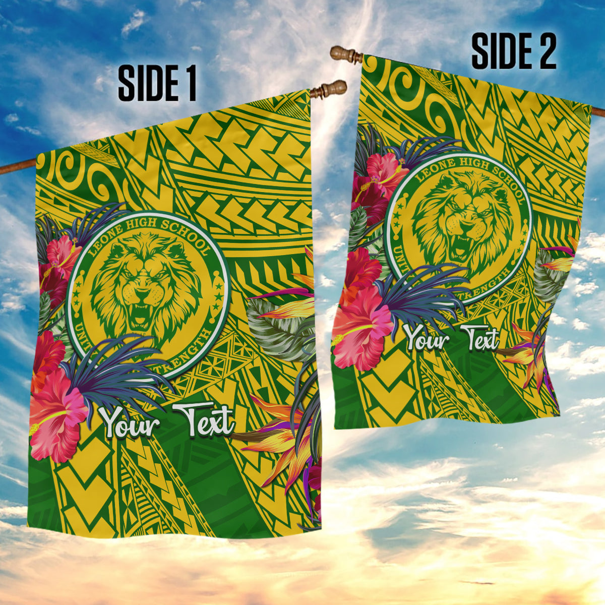 Personalised Leone High School Garden Flag American Samoa Schools Polynesian Tropical Flowers LT14 - Polynesian Pride