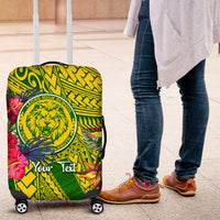 Personalised Leone High School Luggage Cover American Samoa Schools Polynesian Tropical Flowers LT14 Green - Polynesian Pride