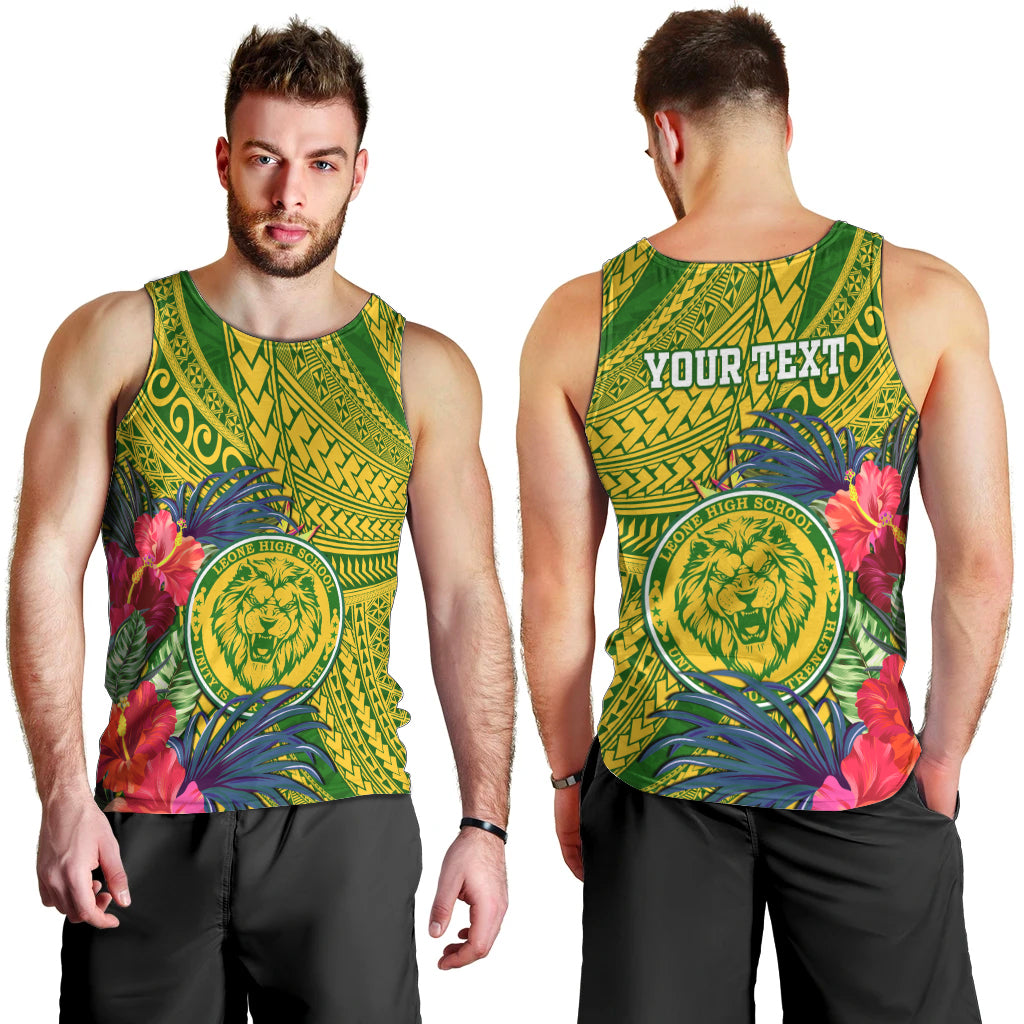 Personalised Leone High School Men Tank Top American Samoa Schools Polynesian Tropical Flowers LT14 - Polynesian Pride