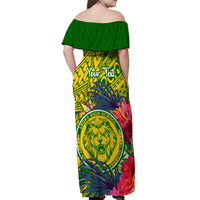 Personalised Leone High School Off Shoulder Maxi Dress American Samoa Schools Polynesian Tropical Flowers LT14 - Polynesian Pride