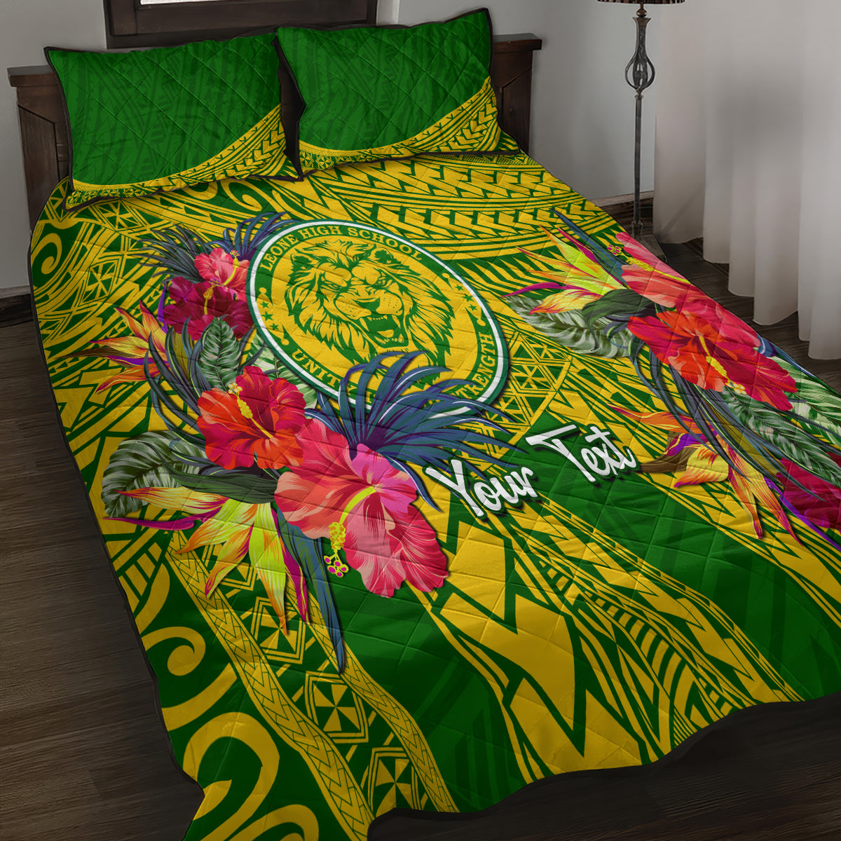 Personalised Leone High School Quilt Bed Set American Samoa Schools Polynesian Tropical Flowers LT14 - Polynesian Pride