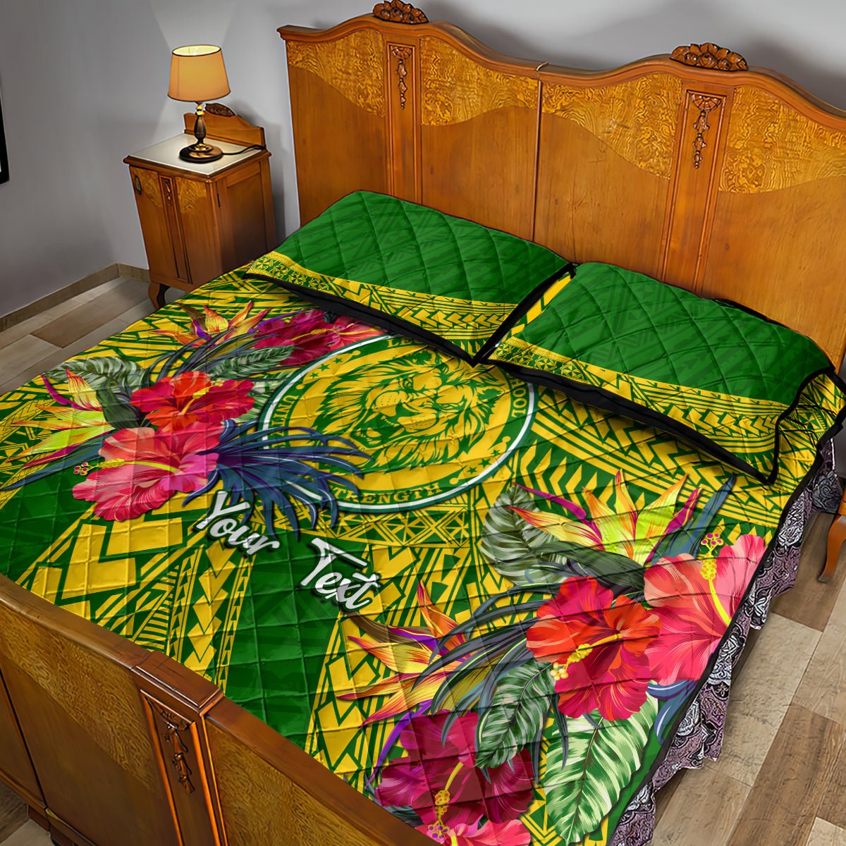 Personalised Leone High School Quilt Bed Set American Samoa Schools Polynesian Tropical Flowers LT14 - Polynesian Pride