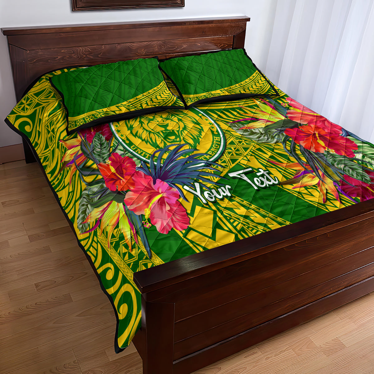 Personalised Leone High School Quilt Bed Set American Samoa Schools Polynesian Tropical Flowers LT14 - Polynesian Pride