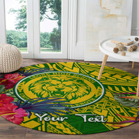 Personalised Leone High School Round Carpet American Samoa Schools Polynesian Tropical Flowers LT14 - Polynesian Pride