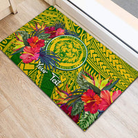 Personalised Leone High School Rubber Doormat American Samoa Schools Polynesian Tropical Flowers LT14 - Polynesian Pride