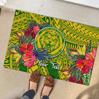 Personalised Leone High School Rubber Doormat American Samoa Schools Polynesian Tropical Flowers LT14 - Polynesian Pride