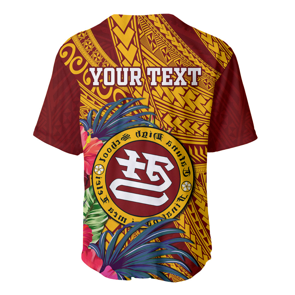 Personalised Tafuna High School Baseball Jersey American Samoa Schools Polynesian Tropical Flowers LT14 - Polynesian Pride