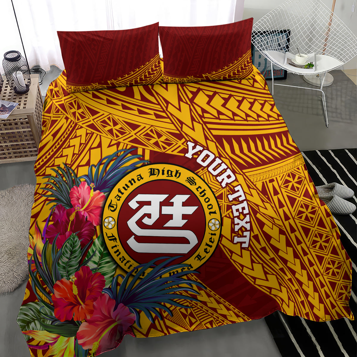 Personalised Tafuna High School Bedding Set American Samoa Schools Polynesian Tropical Flowers LT14 - Polynesian Pride