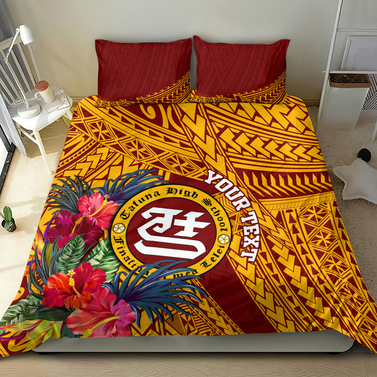 Personalised Tafuna High School Bedding Set American Samoa Schools Polynesian Tropical Flowers LT14 - Polynesian Pride