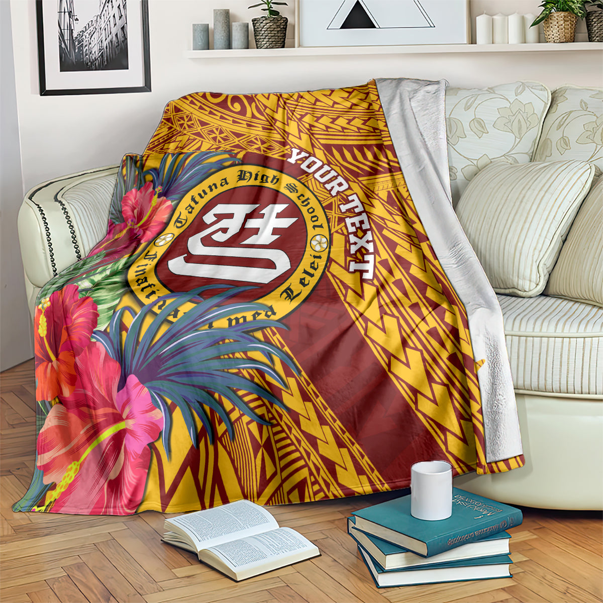 Personalised Tafuna High School Blanket American Samoa Schools Polynesian Tropical Flowers LT14 - Polynesian Pride