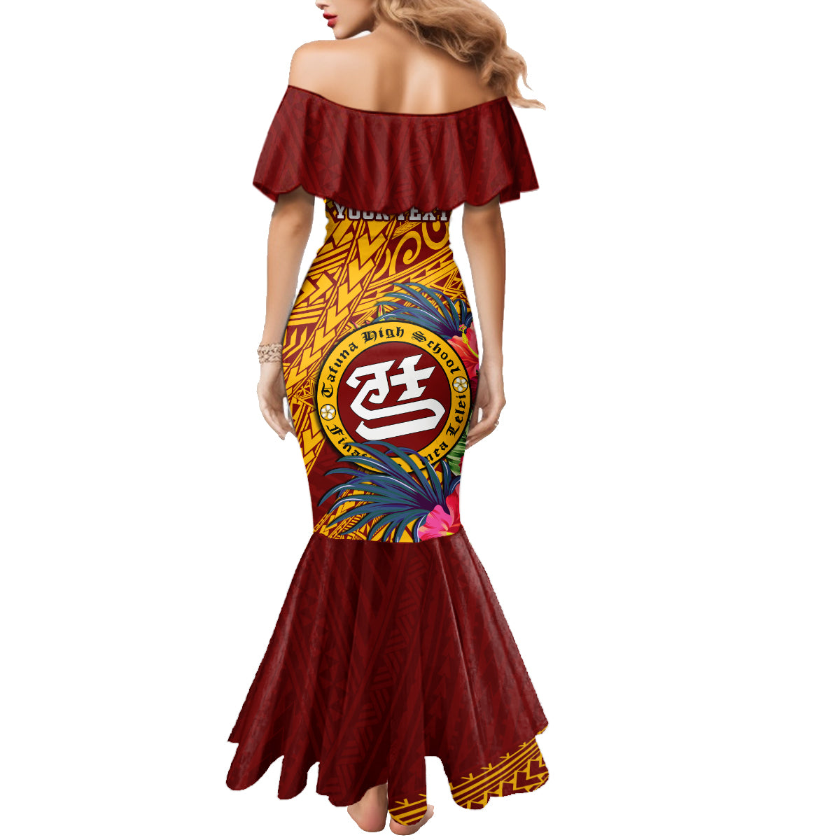 Personalised Tafuna High School Family Matching Mermaid Dress and Hawaiian Shirt American Samoa Schools Polynesian Tropical Flowers LT14 - Polynesian Pride
