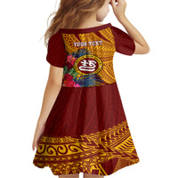 Personalised Tafuna High School Family Matching Summer Maxi Dress and Hawaiian Shirt American Samoa Schools Polynesian Tropical Flowers LT14 - Polynesian Pride