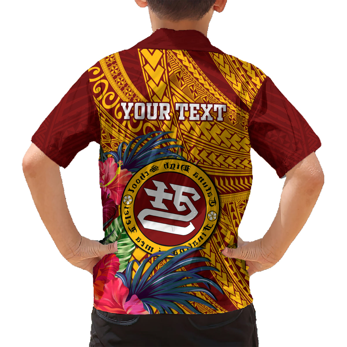 Personalised Tafuna High School Kid Hawaiian Shirt American Samoa Schools Polynesian Tropical Flowers LT14 - Polynesian Pride