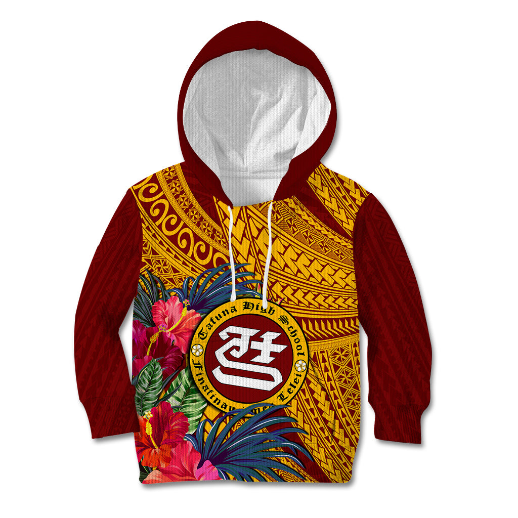 Personalised Tafuna High School Kid Hoodie American Samoa Schools Polynesian Tropical Flowers LT14 Hoodie Maroon - Polynesian Pride