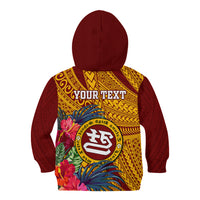 Personalised Tafuna High School Kid Hoodie American Samoa Schools Polynesian Tropical Flowers LT14 - Polynesian Pride