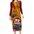 Personalised Tafuna High School Long Sleeve Bodycon Dress American Samoa Schools Polynesian Tropical Flowers LT14 Long Dress Maroon - Polynesian Pride