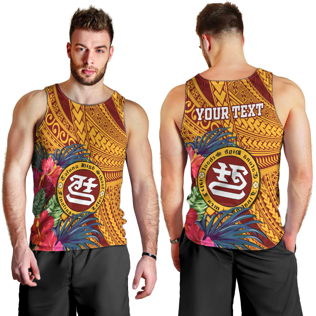 Personalised Tafuna High School Men Tank Top American Samoa Schools Polynesian Tropical Flowers LT14 - Polynesian Pride