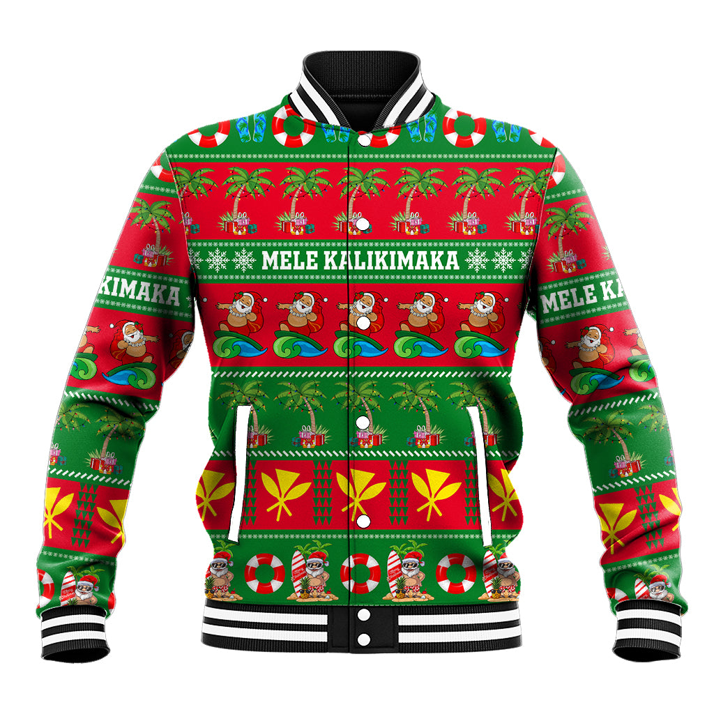 Personalised Hawaii Christmas Baseball Jacket Mele Kalikimaka LT14 Unisex Green - Polynesian Pride