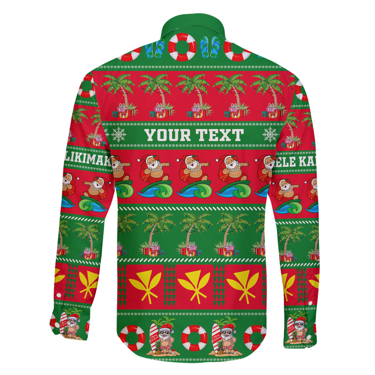 Personalised Hawaii Christmas Family Matching Off Shoulder Long Sleeve Dress and Hawaiian Shirt Mele Kalikimaka LT14 - Polynesian Pride