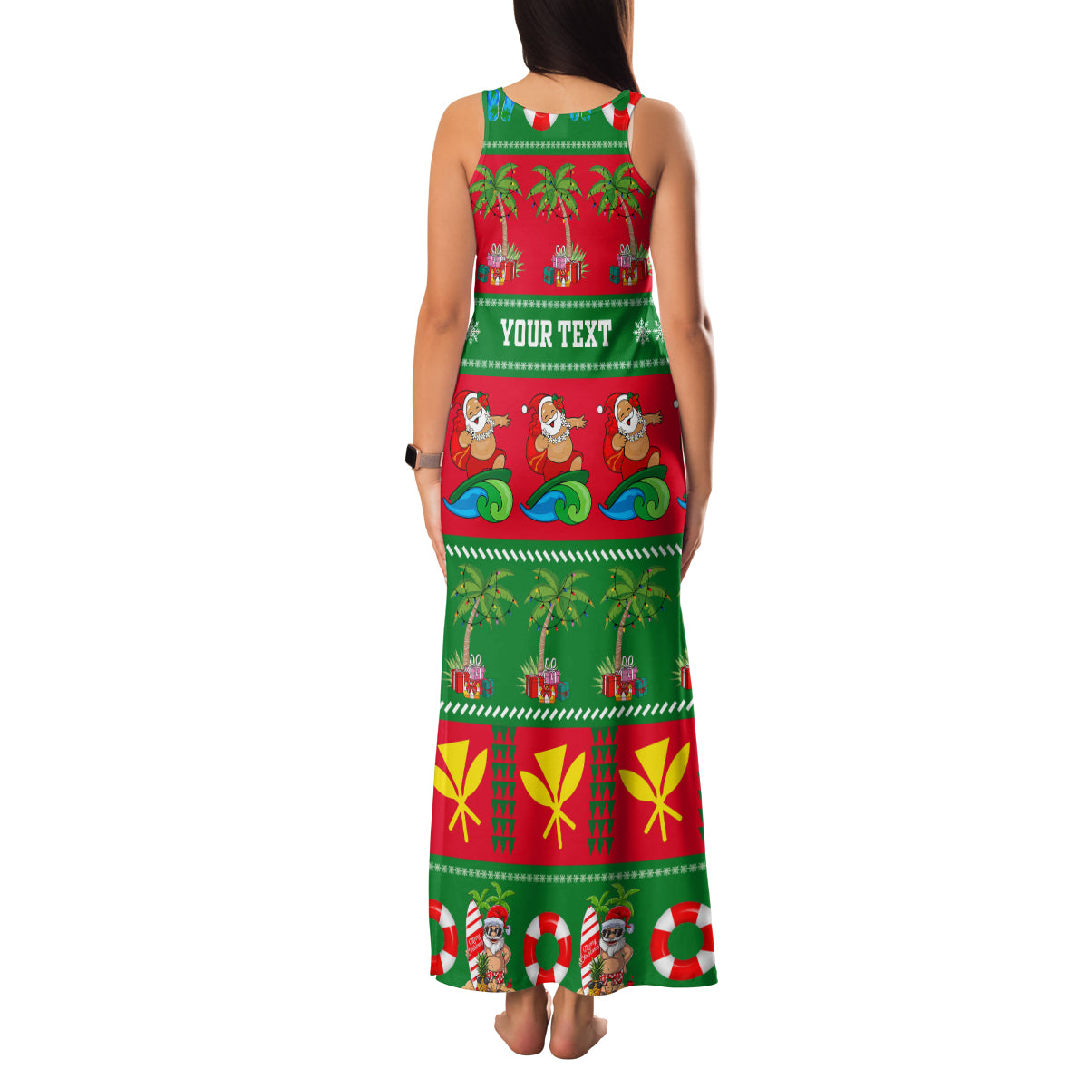 Personalised Hawaii Christmas Family Matching Tank Maxi Dress and Hawaiian Shirt Mele Kalikimaka LT14 - Polynesian Pride