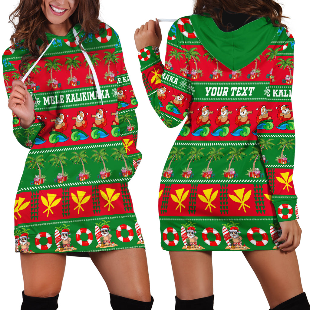 Personalised Hawaii Christmas Hoodie Dress Mele Kalikimaka LT14 - Polynesian Pride