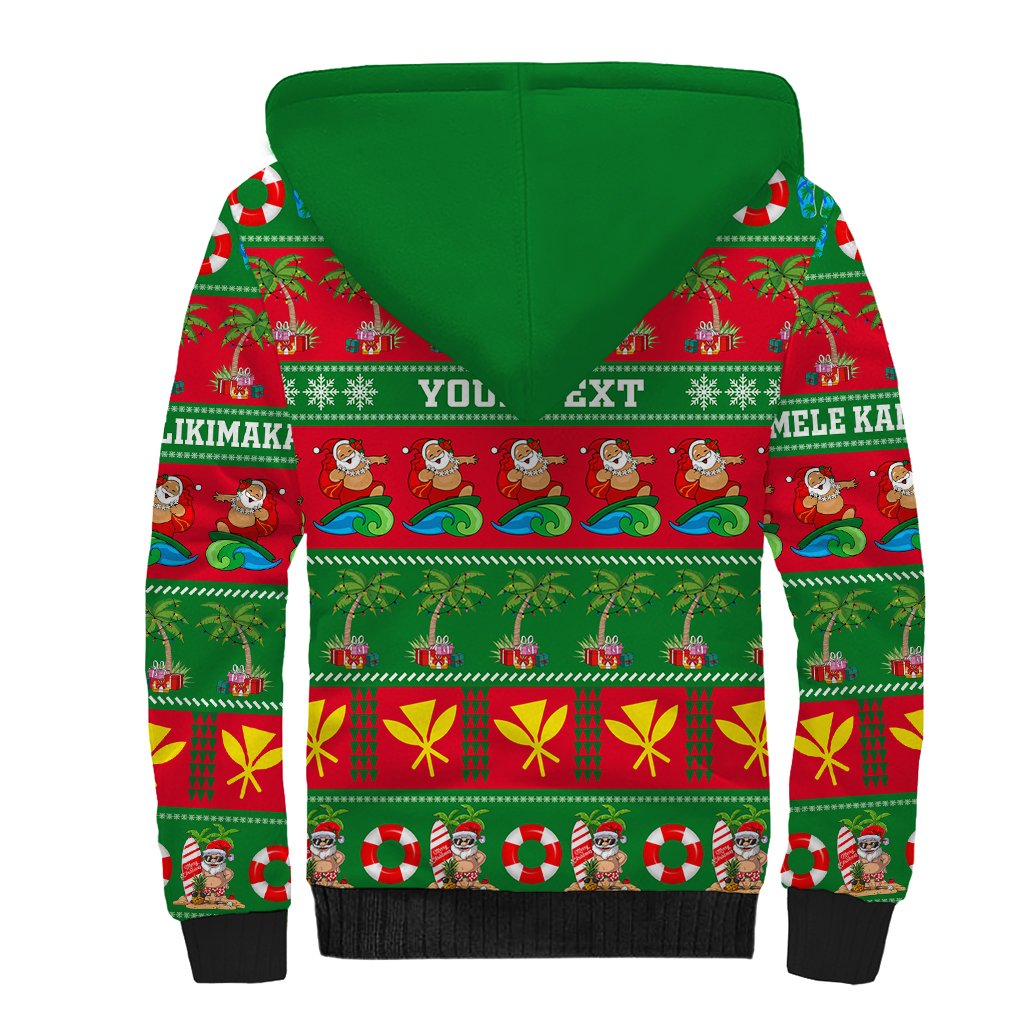 Personalised Hawaii Christmas Sherpa Hoodie Mele Kalikimaka LT14 - Polynesian Pride