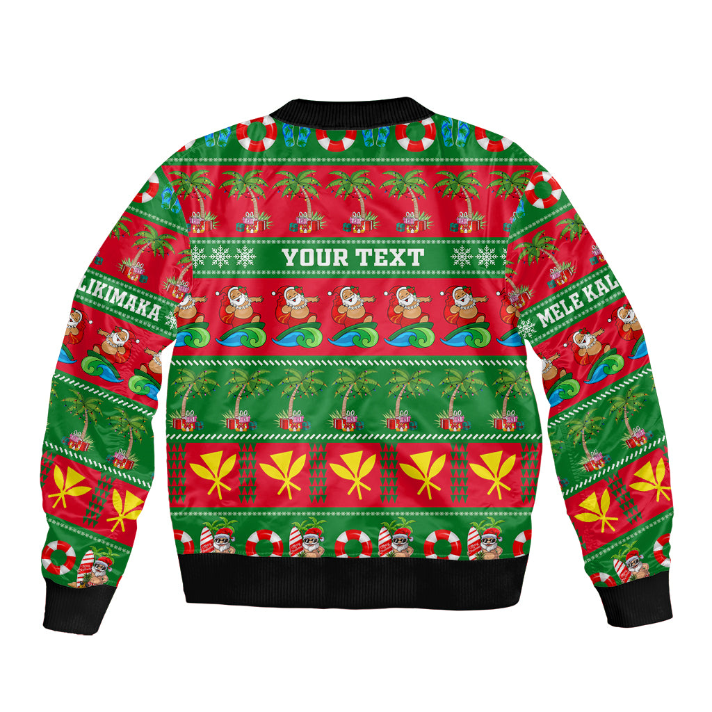 Personalised Hawaii Christmas Sleeve Zip Bomber Jacket Mele Kalikimaka LT14 - Polynesian Pride