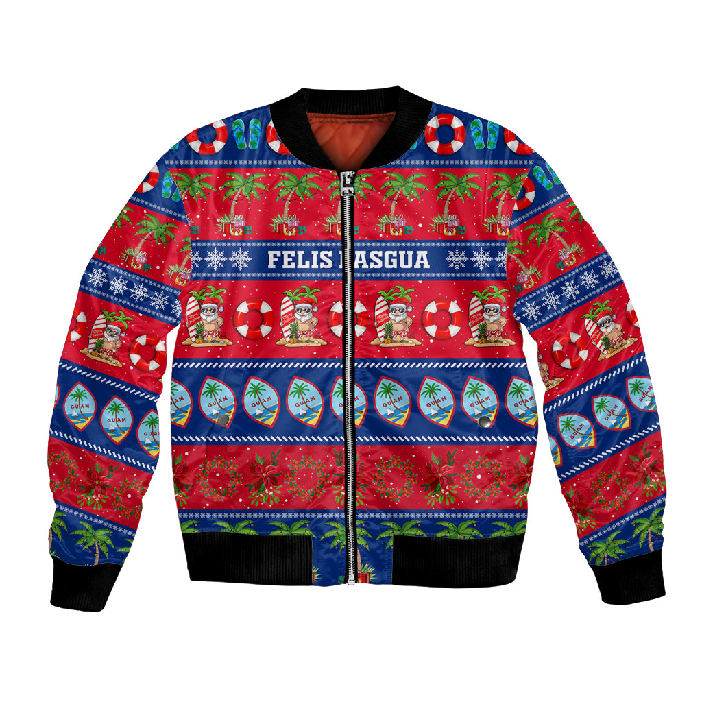 Personalised Guam Christmas Bomber Jacket Felis Pasgua LT14 Unisex Blue - Polynesian Pride