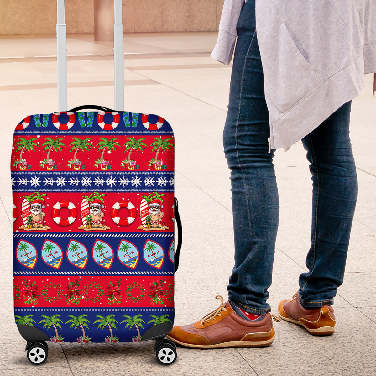 Guam Christmas Luggage Cover Felis Pasgua LT14 Blue - Polynesian Pride