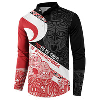 Toitu Te Tiriti Me Te Whakaputanga Button Sweatshirt Maori Wahaika With Haka Face