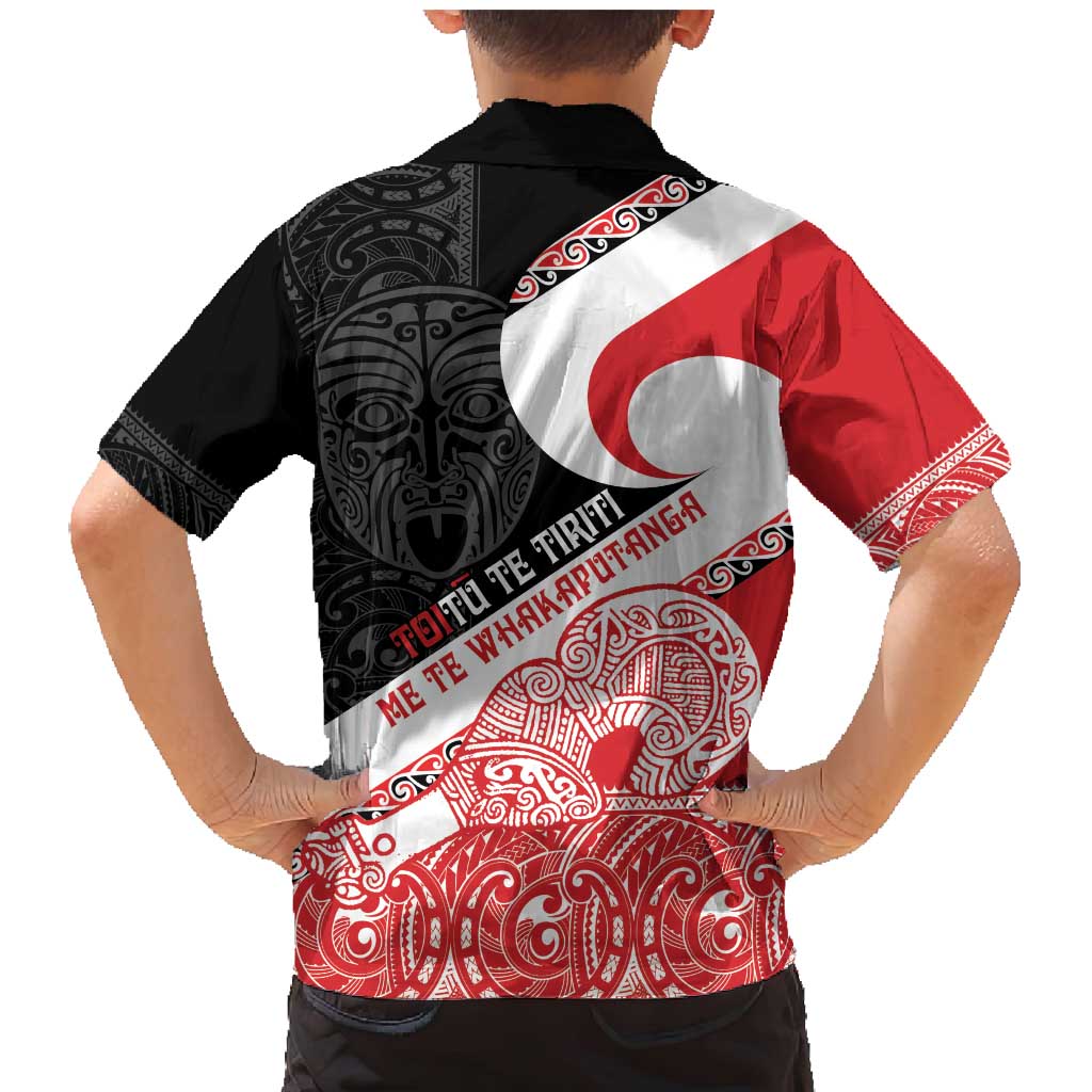 Toitu Te Tiriti Me Te Whakaputanga Family Matching Mermaid Dress and Hawaiian Shirt Maori Wahaika With Haka Face LT14 - Polynesian Pride