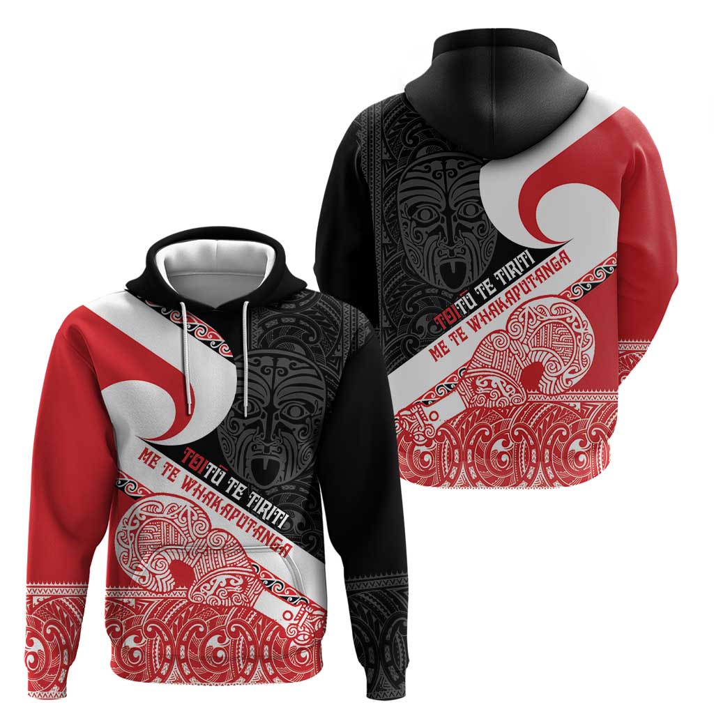Toitu Te Tiriti Me Te Whakaputanga Hoodie Maori Wahaika With Haka Face