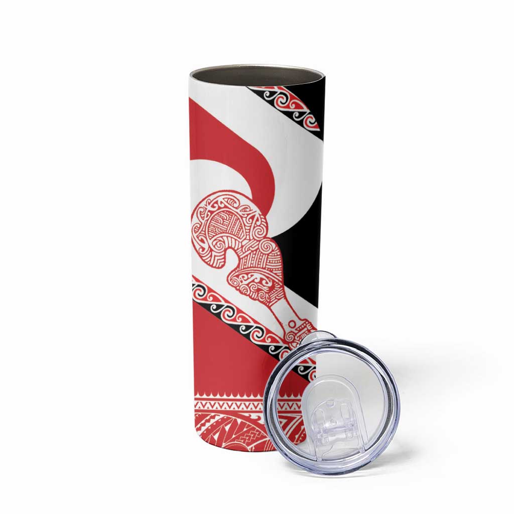 Toitu Te Tiriti Me Te Whakaputanga Skinny Tumbler Maori Wahaika With Haka Face LT14 - Polynesian Pride