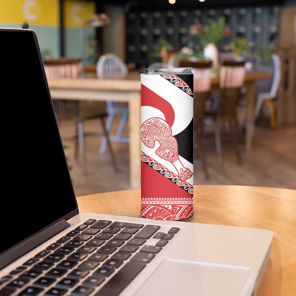 Toitu Te Tiriti Me Te Whakaputanga Skinny Tumbler Maori Wahaika With Haka Face LT14 - Polynesian Pride