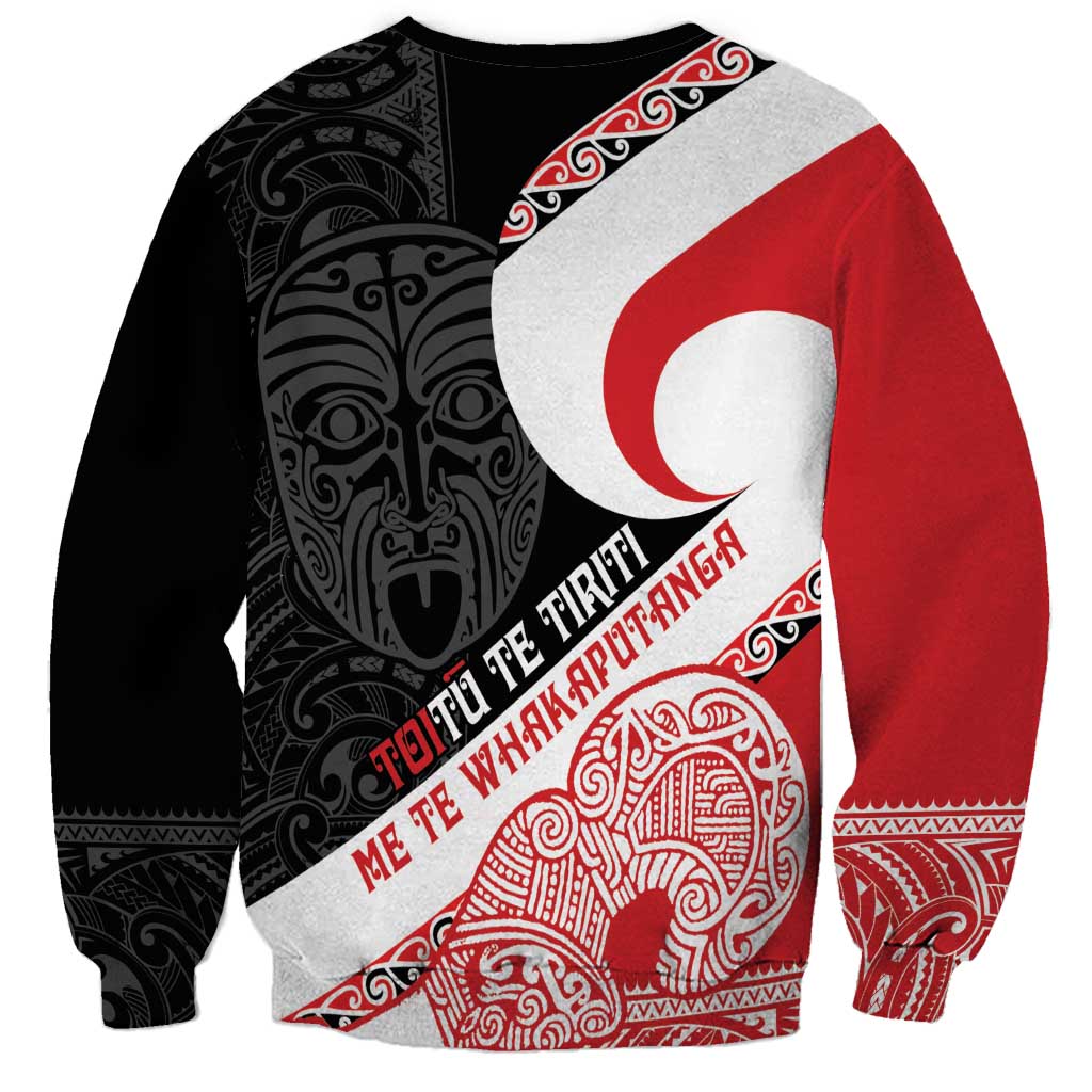 Toitu Te Tiriti Me Te Whakaputanga Sweatshirt Maori Wahaika With Haka Face