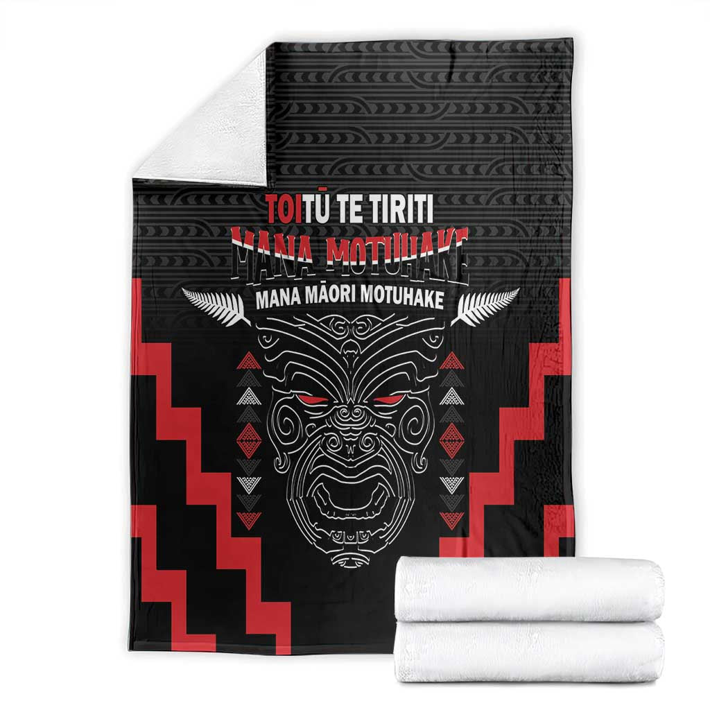 Personalised Toitu Te Tiriti Mana Maori Motuhake Blanket Aotearoa Haka Face Mix Poutama Art