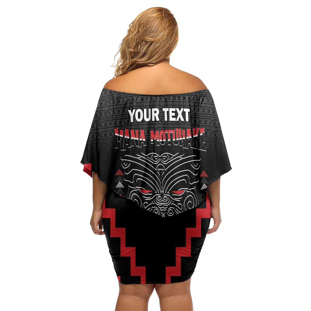 Personalised Toitu Te Tiriti Mana Maori Motuhake Family Matching Off Shoulder Short Dress and Hawaiian Shirt Aotearoa Haka Face Mix Poutama Art LT14 - Polynesian Pride