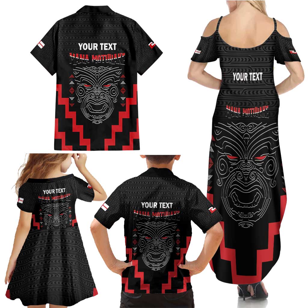 Personalised Toitu Te Tiriti Mana Maori Motuhake Family Matching Summer Maxi Dress and Hawaiian Shirt Aotearoa Haka Face Mix Poutama Art LT14 - Polynesian Pride