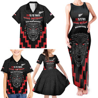 Personalised Toitu Te Tiriti Mana Maori Motuhake Family Matching Tank Maxi Dress and Hawaiian Shirt Aotearoa Haka Face Mix Poutama Art LT14 - Polynesian Pride