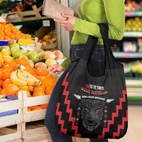 Toitu Te Tiriti Mana Maori Motuhake Grocery Bag Aotearoa Haka Face Mix Poutama Art