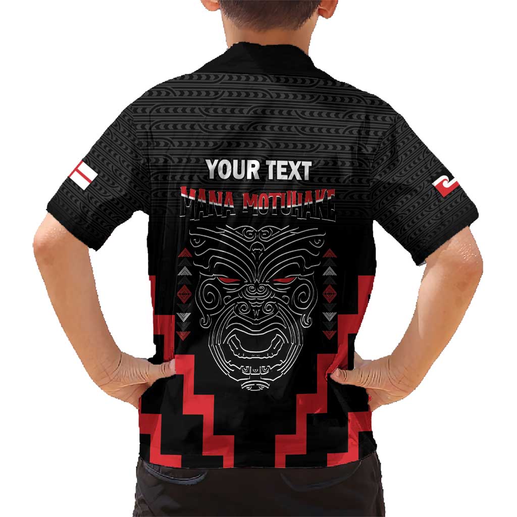 Personalised Toitu Te Tiriti Mana Maori Motuhake Kid Hawaiian Shirt Aotearoa Haka Face Mix Poutama Art LT14 - Polynesian Pride
