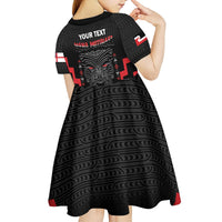 Personalised Toitu Te Tiriti Mana Maori Motuhake Kid Short Sleeve Dress Aotearoa Haka Face Mix Poutama Art LT14 - Polynesian Pride