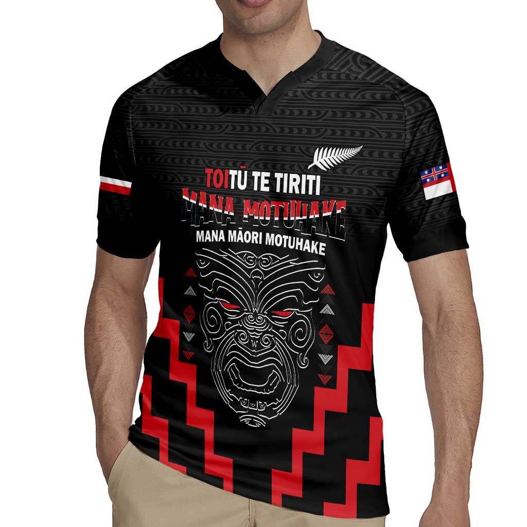 Personalised Toitu Te Tiriti Mana Maori Motuhake Rugby Jersey Aotearoa Haka Face Mix Poutama Art