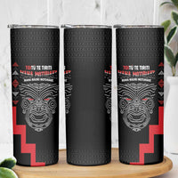 Toitu Te Tiriti Mana Maori Motuhake Skinny Tumbler Aotearoa Haka Face Mix Poutama Art LT14 - Polynesian Pride