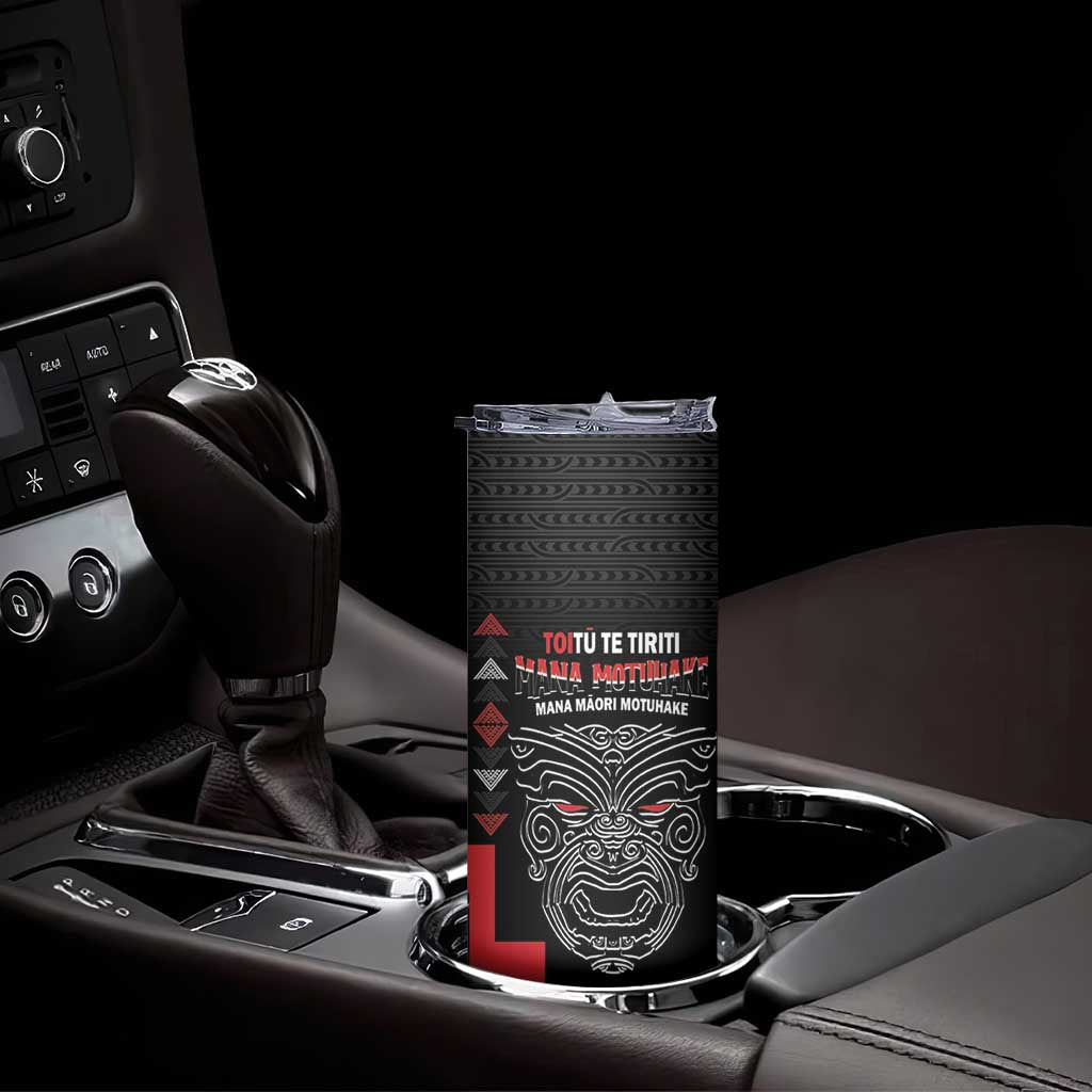 Toitu Te Tiriti Mana Maori Motuhake Skinny Tumbler Aotearoa Haka Face Mix Poutama Art LT14 - Polynesian Pride