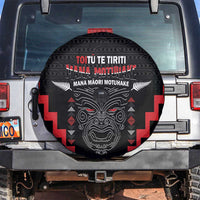 Personalised Toitu Te Tiriti Mana Maori Motuhake Spare Tire Cover Aotearoa Haka Face Mix Poutama Art LT14 Black - Polynesian Pride