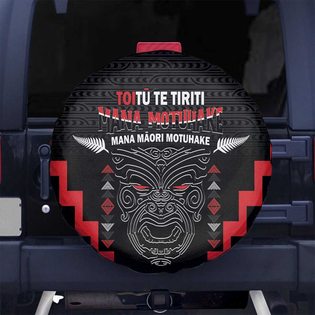 Personalised Toitu Te Tiriti Mana Maori Motuhake Spare Tire Cover Aotearoa Haka Face Mix Poutama Art LT14 - Polynesian Pride